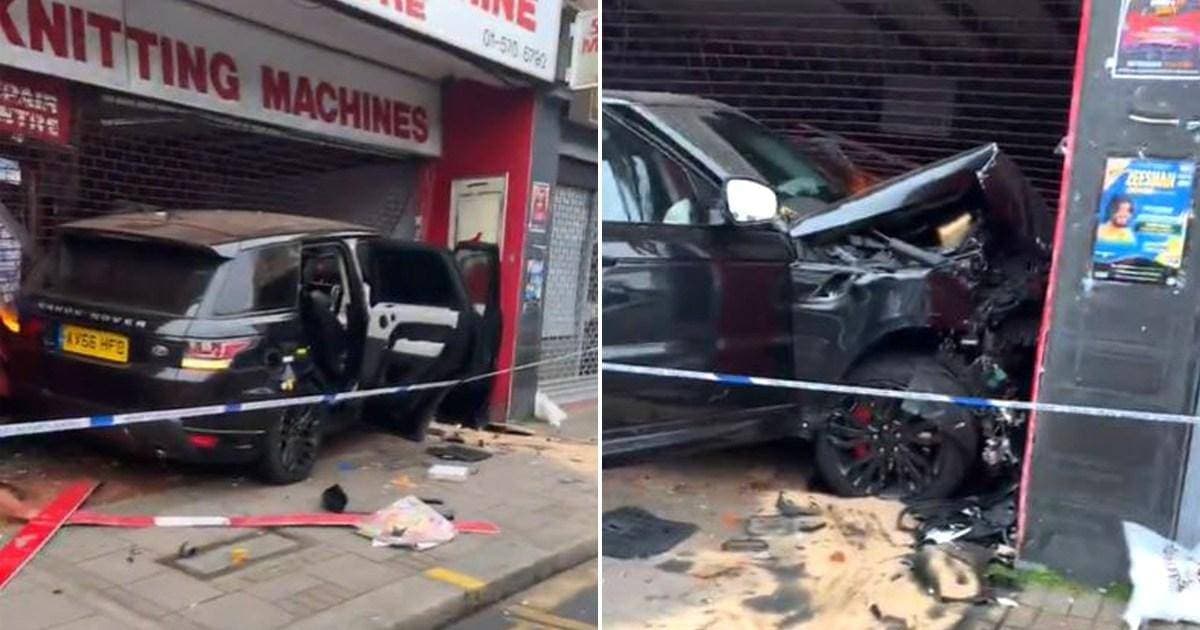 Driver crashes £100,000 Range Rover into knitting shop on London high street