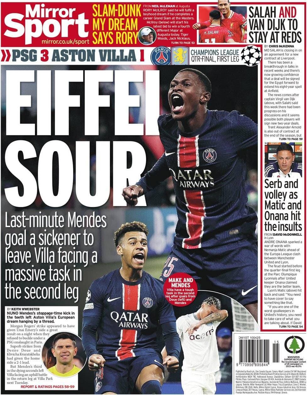 PSG 3 Aston Villa 1 - Eiffel Sour