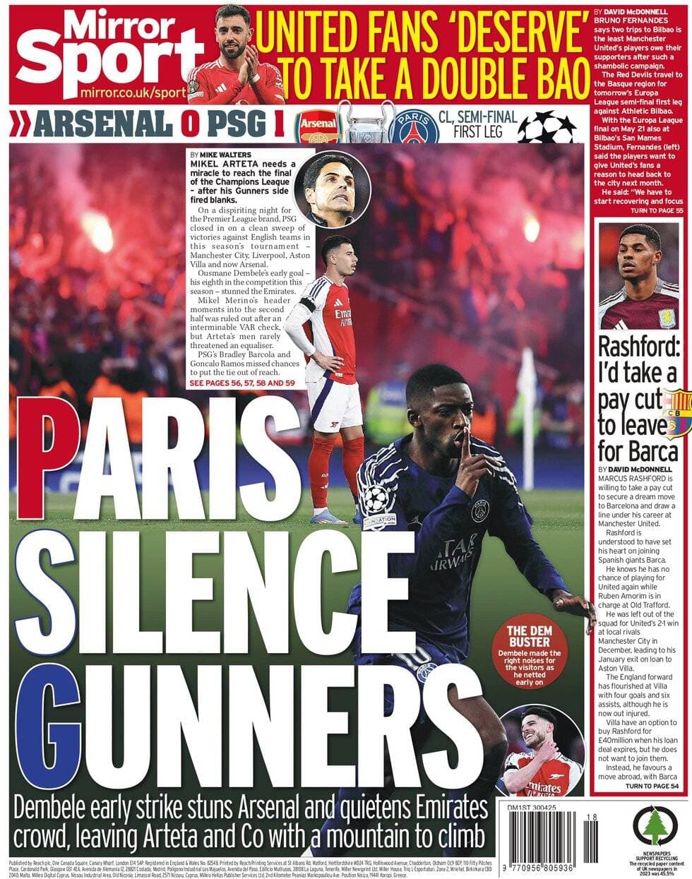 Arsenal 0 PSG 1: Paris Silence Gunners
